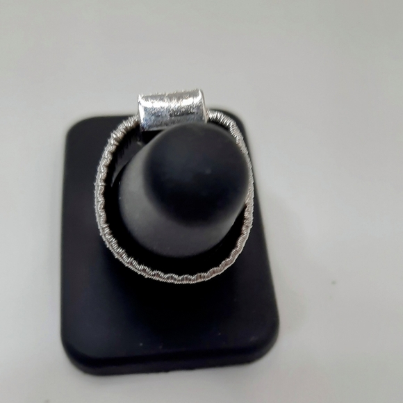 Vintage Sterling Silver 925 Wire Wrap CZ Wide Band Flexible Ring Sz 8 - Picture 3 of 8